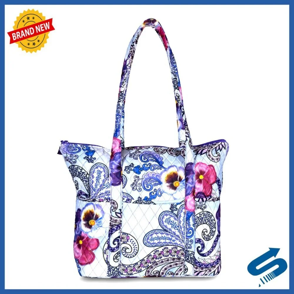 Quilted Tote Bag with 10 Pockets Lightweight Travel Work Purse